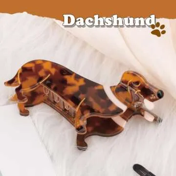 Hapdoo Dachshund Gifts for Women, Acetate Animal Dachshund Dog Hair Clips for Puppy Lovers, Valentines Day Gifts for Her Cute Pet Hair Accessories Stocking Stuffers for Christmas, NewYear, Birthday