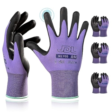 JDL Safety Work Gloves Nitrile Coated, Garden Gloves for Men & Women, 3 pairs, Grip Gloves with Touc...