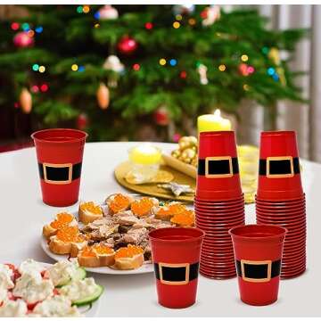 Gift Boutique Christmas Cups - 50 Pack Santa Design