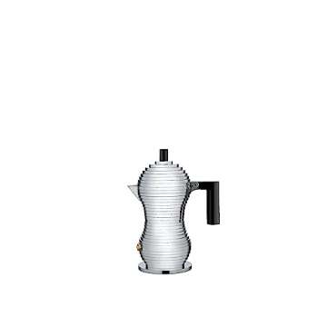 Alessi MDL02/1 B Pulcina Stove Top Espresso 1 Cup Coffee Maker in Aluminum Casting Handle And Knob in Pa, Black