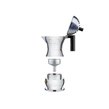 Alessi MDL02/1 B Pulcina Stove Top Espresso 1 Cup Coffee Maker in Aluminum Casting Handle And Knob in Pa, Black
