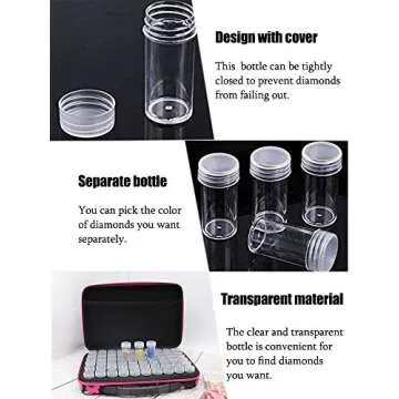 SanerDirect 60 Grids Diamond Painting Storage Container, Diamonds Drill Container, Round Butterfly Container Case for Diamond Painting, Double Zipper Carry Bag with Accessories