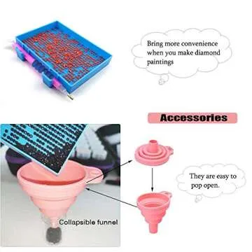 SanerDirect 60 Grids Diamond Painting Storage Container, Diamonds Drill Container, Round Butterfly Container Case for Diamond Painting, Double Zipper Carry Bag with Accessories