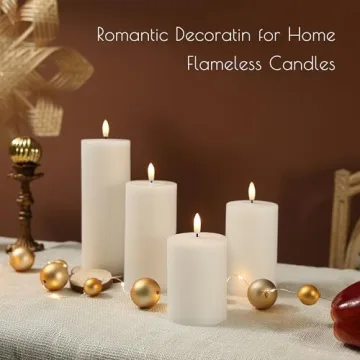 LUSHABOR Flameless Remote Candles - Real Wax with Timer