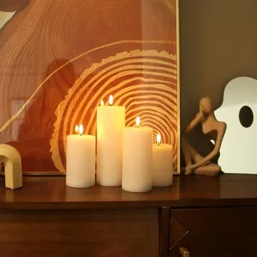 LUSHABOR Flameless Remote Candles - Real Wax with Timer