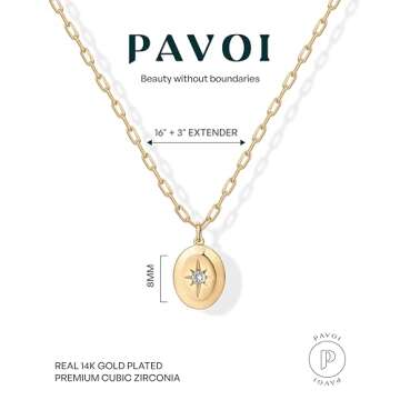 Stylish PAVOI North Star Necklace - 14K Gold Plated Jewelry