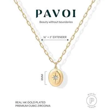 Stylish PAVOI North Star Necklace - 14K Gold Plated Jewelry