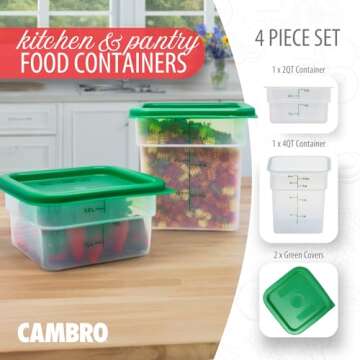 Cambro Containers With Lids - 2 Quart and 4 Quart Food Storage Set - 2 Pack