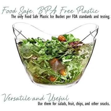 Raincol Ice Bucket Clear Acrylic 8 Liter Plastic Tub For Drinks and Parties, Food Grade, Holds 5 Full-Sized Bottles and Ice 1