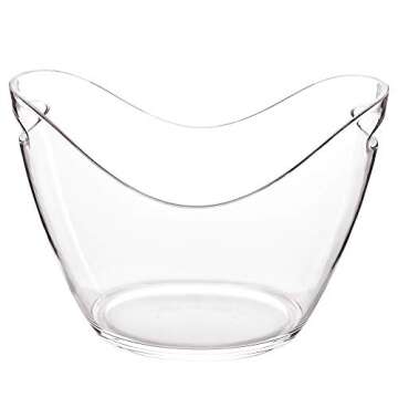 Raincol Ice Bucket Clear Acrylic 8 Liter Plastic Tub For Drinks and Parties, Food Grade, Holds 5 Full-Sized Bottles and Ice 1