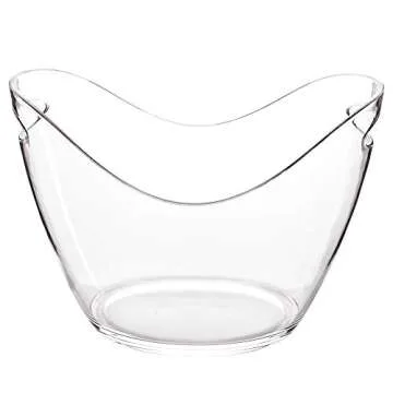 Raincol Ice Bucket Clear Acrylic 8 Liter Plastic Tub For Drinks and Parties, Food Grade, Holds 5 Full-Sized Bottles and Ice 1