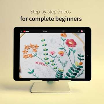ETSPIL 3 Pack Beginner Embroidery Kits for Adults – DIY Starter Set with Stamped Flower Designs, Embroidery Hoop, Colorful Threads, Tools, Step by Step Instructions & Video Tutorial