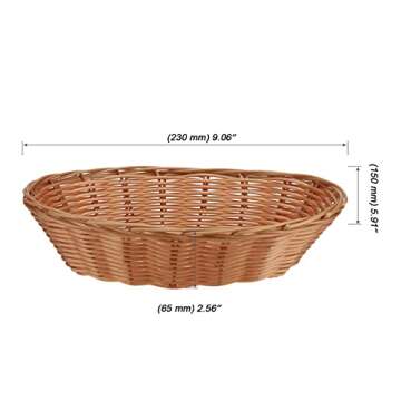 MOUYAT 15 Pack 9 x 6 x 2.3 Inch Oval Woven Bread Basket, Small Fruits Gifts Baskets, Empty Food Brea...