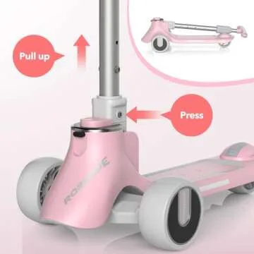 Kick Scooter for Kids Ages 3, Anti-Slip Deck, 4Adjustable Height Handlebars, Flashing LED Lights&Music and Widen Wheel, Toddler Scooter (Pink), 220lbs