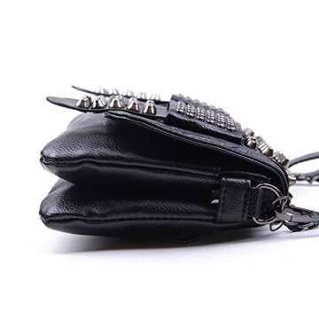 SUKUTU Womens Punk Skull Rivet Shoulder Bag PU Leather Goth Crossbody Bag with Chain Wallet Purse fo...