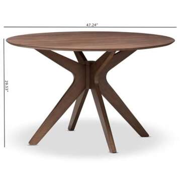 Hawthorne Collections Round Contemporary Wood Dining Table in Walnut