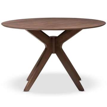 Hawthorne Collections Round Contemporary Wood Dining Table in Walnut