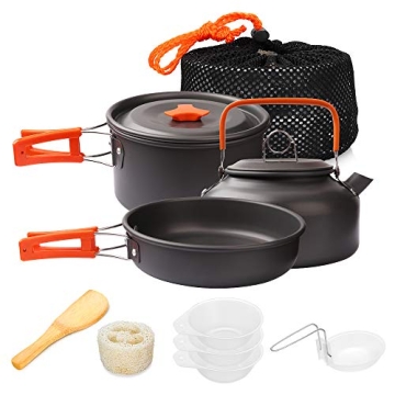 Gutsdoor Camping Cookware Set Camping Cooking Set Non Stick Family Backpacking Cooking Set Lightweig...