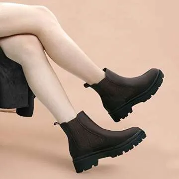 JABASIC Women Chelsea Boots Comfortable Ankle Boots
