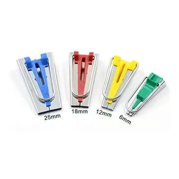 BUTUZE Fabric Bias Tape Makers Kit with Sewing Awl, Positioning Pin, Adjustable Binder Clip,Wooden Awl,Foot Press -Practical Bias Tape Maker Set for Sewing/Quilting