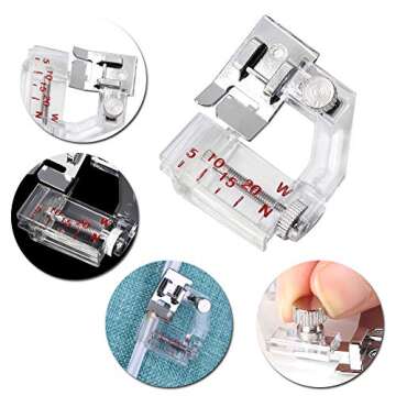 BUTUZE Fabric Bias Tape Makers Kit with Sewing Awl, Positioning Pin, Adjustable Binder Clip,Wooden Awl,Foot Press -Practical Bias Tape Maker Set for Sewing/Quilting