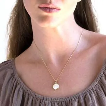 14K Gold Plated Moonstone Necklace for Women - Moonstone Pendant Gold Necklace - June Gold Birthstone Necklace - Gold Statement Necklaces - Anniversary Jewelry - Moonstone Jewelry