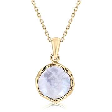 14K Gold Plated Moonstone Necklace for Women - Moonstone Pendant Gold Necklace - June Gold Birthstone Necklace - Gold Statement Necklaces - Anniversary Jewelry - Moonstone Jewelry