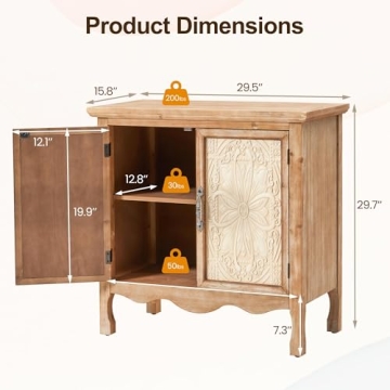 RoyalCraft Farmhouse Storage Cabinet with Flower Pattern