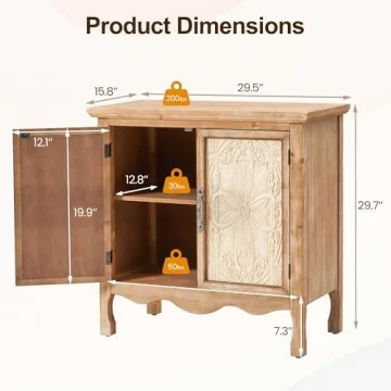 RoyalCraft Farmhouse Storage Cabinet with Flower Pattern