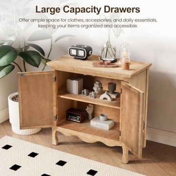 RoyalCraft Farmhouse Storage Cabinet with Flower Pattern