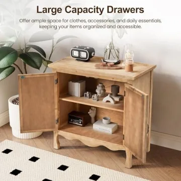 RoyalCraft Farmhouse Storage Cabinet with Flower Pattern