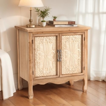 RoyalCraft Farmhouse Storage Cabinet with Flower Pattern