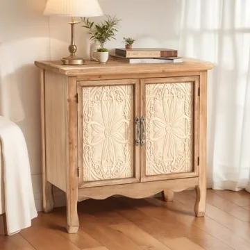 RoyalCraft Farmhouse Storage Cabinet with Flower Pattern