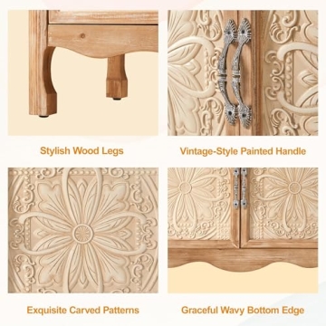 RoyalCraft Farmhouse Storage Cabinet with Flower Pattern
