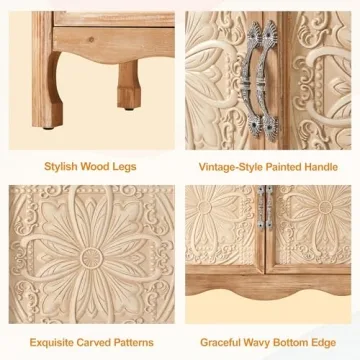 RoyalCraft Farmhouse Storage Cabinet with Flower Pattern