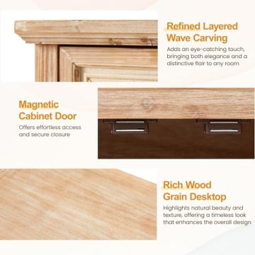 RoyalCraft Farmhouse Storage Cabinet with Flower Pattern