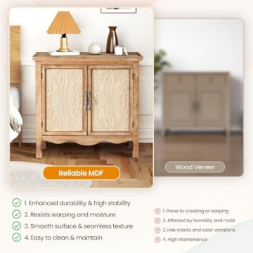 RoyalCraft Farmhouse Storage Cabinet with Flower Pattern