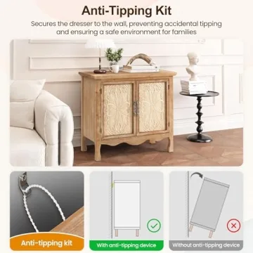 RoyalCraft Farmhouse Storage Cabinet with Flower Pattern