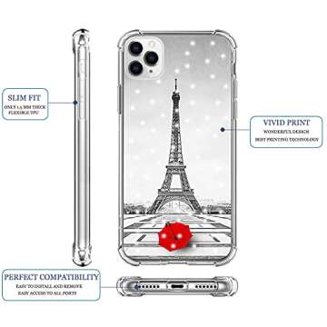 IWONE for iPhone 13 Pro Max Case Paris Eiffel Tower Designer Rubber Protective Skin Cover Shockproof Compatible with iPhone 13 Pro Max 5G Get Lost in Paris Creative Romantic Eiffel Design