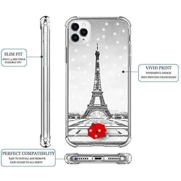 IWONE for iPhone 13 Pro Max Case Paris Eiffel Tower Designer Rubber Protective Skin Cover Shockproof Compatible with iPhone 13 Pro Max 5G Get Lost in Paris Creative Romantic Eiffel Design