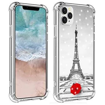 IWONE for iPhone 13 Pro Max Case Paris Eiffel Tower Designer Rubber Protective Skin Cover Shockproof Compatible with iPhone 13 Pro Max 5G Get Lost in Paris Creative Romantic Eiffel Design