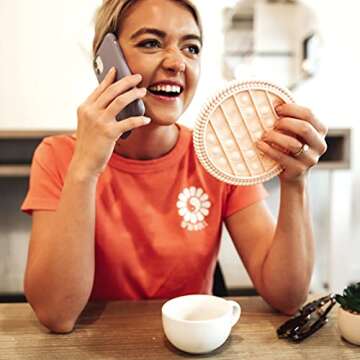 Happierly Push Pop Fidget Toy Stress & Anxiety Relieving Desk Decor Circle pop it for Kids and Adults-Top Autism & ADHD Gift for Teens, Tweens & Toddlers; Braided Border for Added Sensory Fun