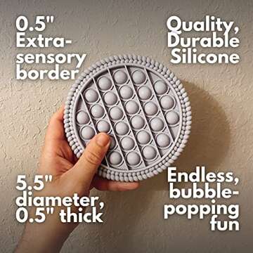 Happierly Push Pop Fidget Toy Stress & Anxiety Relieving Desk Decor Circle pop it for Kids and Adults-Top Autism & ADHD Gift for Teens, Tweens & Toddlers; Braided Border for Added Sensory Fun