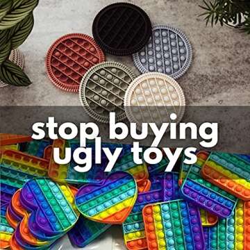 Happierly Push Pop Fidget Toy Stress & Anxiety Relieving Desk Decor Circle pop it for Kids and Adults-Top Autism & ADHD Gift for Teens, Tweens & Toddlers; Braided Border for Added Sensory Fun