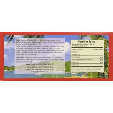 Caribbean Dreams Ginger Tea, 24 Tea Bags, 100% Ginger Root, Herbal, Natural, Caffeine Free Ginger Te...