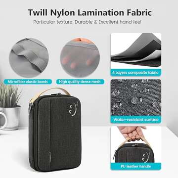 Travelkin Cord Organizer Travel, Electronic Organizer Travel Case, Cable Organizer Bag For Cords,Chargers Phone, Sd Card,Usbs (Black)