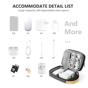 Travelkin Cord Organizer Travel, Electronic Organizer Travel Case, Cable Organizer Bag For Cords,Chargers Phone, Sd Card,Usbs (Black)