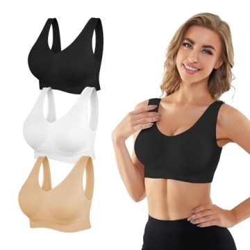 Seamless Sports Bras for Women 3 Pack Comfortable Yoga Bras