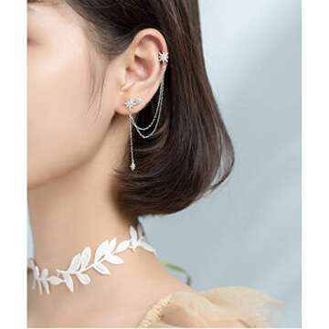 Stylish SLUYNZ 925 Sterling Silver Star Cuff Earrings