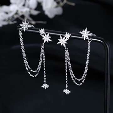 Stylish SLUYNZ 925 Sterling Silver Star Cuff Earrings